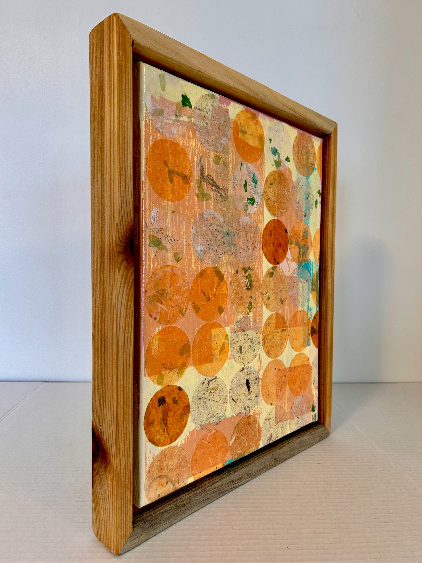 Circles in a Rectangle 11" x 14" in Handmade Solid Pine Frame