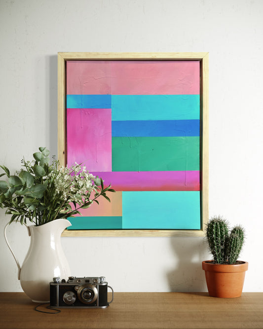 LoFi Painting - 18" x 22" in Handmade Solid Pine Frame