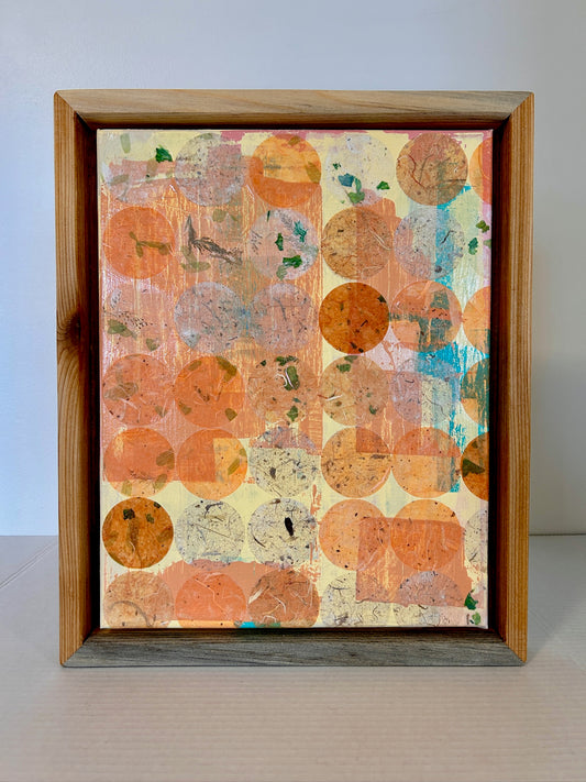 Circles in a Rectangle 11" x 14" in Handmade Solid Pine Frame