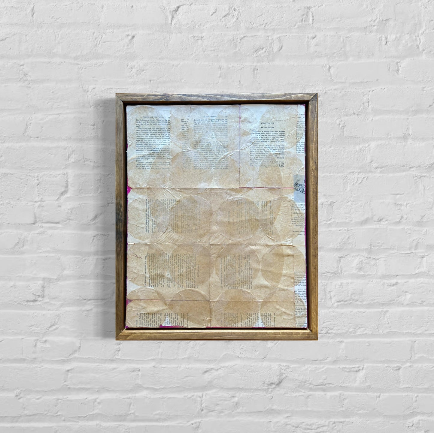 Linen Suit by Jenson Nelson - 16" x 20" collage artwork framed on white brick wall